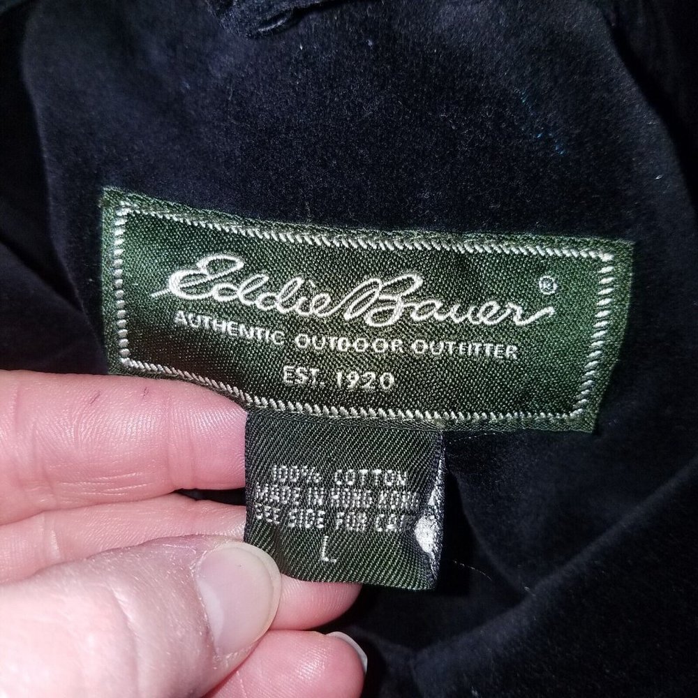 Eddie Bauer Solid Black Button Front Jacket Velve… - image 8